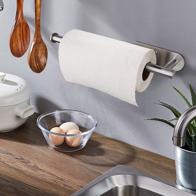 DR CATCH Paper Towel Holders for Kitchen,Paper Towels Bulk- Self-Adhesive Under Cabinet,Both Available in Adhesive and Screws,Stainless Steel - Image 3